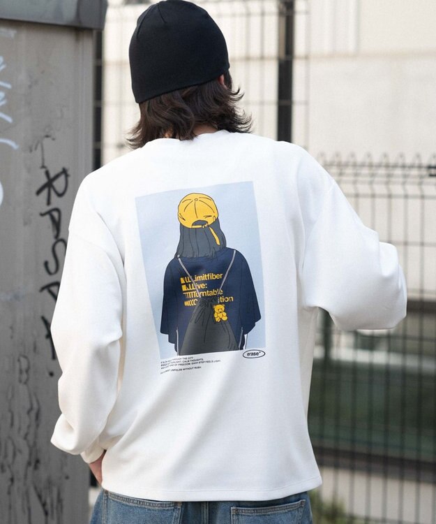 WEGO 【ユニセックス着用ITEM/MLサイズ展開】ガールプリントT（LS） ホワイト