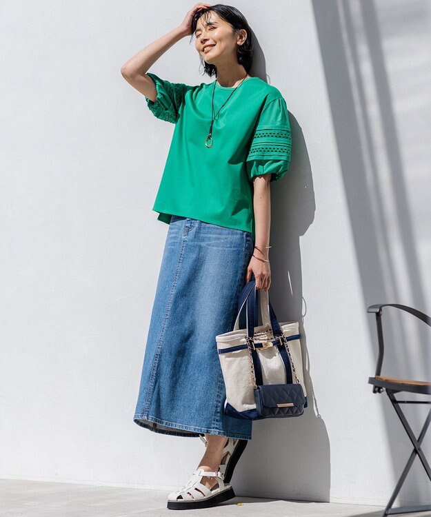 23区 【洗える】23区DENIM ストレッチデニム スカート スカイブルー系