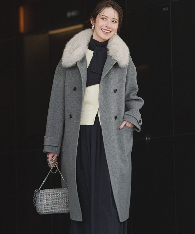 23区 【VERY掲載】MANTECOPureリバー スタンドカラーコート ミディアムグレー系