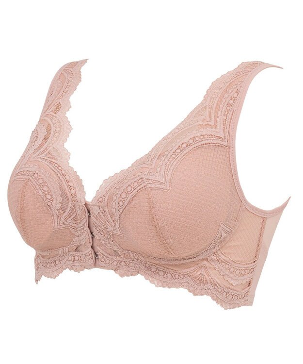 BRADELIS New York 【BRADELIS Me / ノンワイヤー・コンパクト補正】 フロントホックブラ24A1 フロントファスナー ヌーディピンク