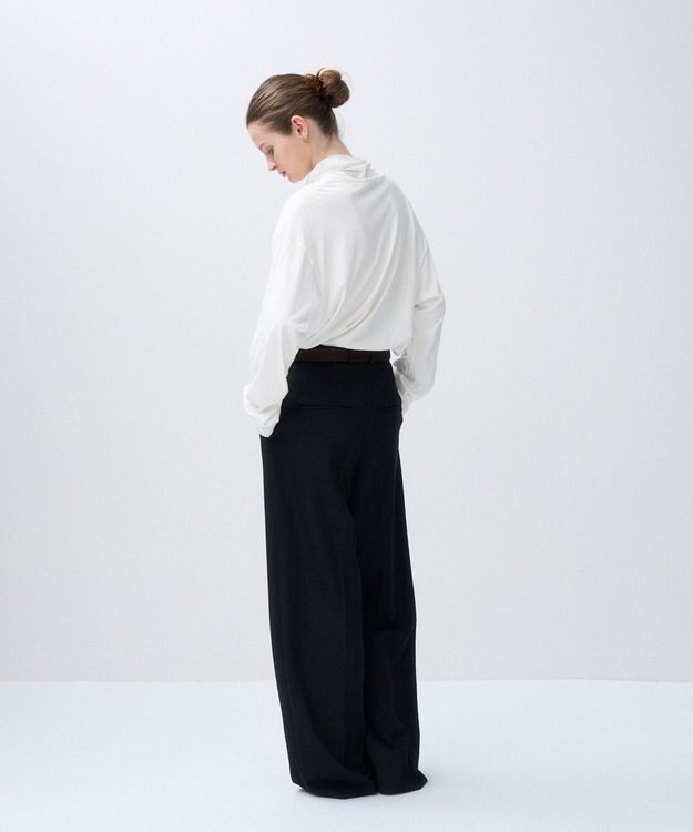 ATON WOOL GABARDINE | ワイドパンツ BLACK