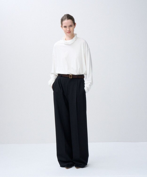 ATON WOOL GABARDINE | ワイドパンツ BLACK