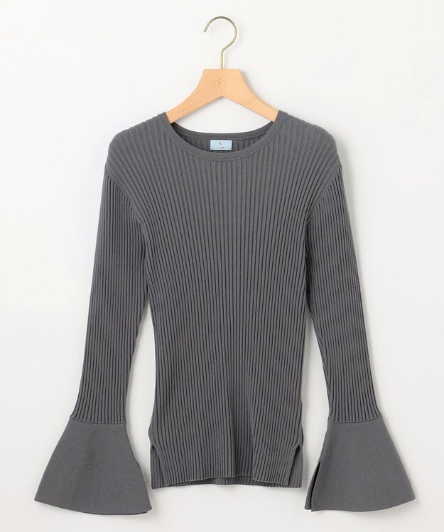 組曲 【WEB限定】ELENAフレアスリーブ リブニット チャコールグレー系