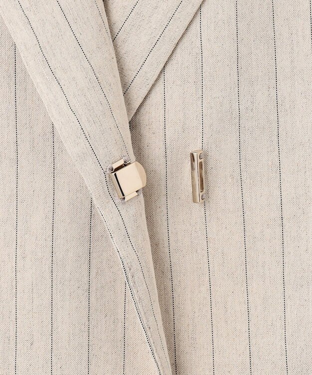 23区 【CLASSY.6月号掲載/洗える】リネンレーヨンストレッチ ジレ ベージュストライプ