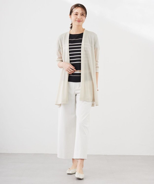 J.PRESS LADIES セルロースジャージー ロング カーディガン ベージュ系