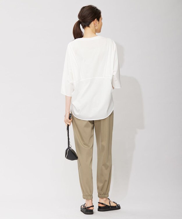 ICB 【洗える】 キュプラナイロンストレッチ ジョグパンツ オリーブ系