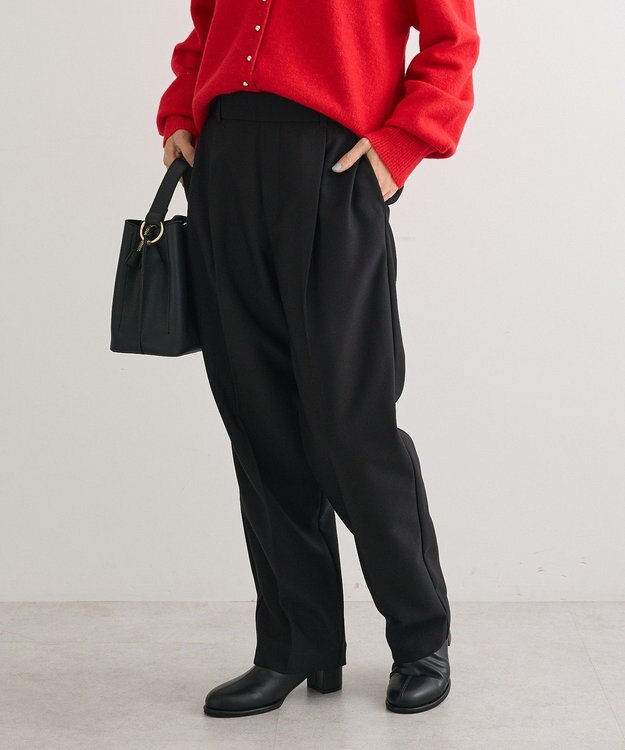 Green Parks あったか裏起毛きれいシルエットパンツ Black