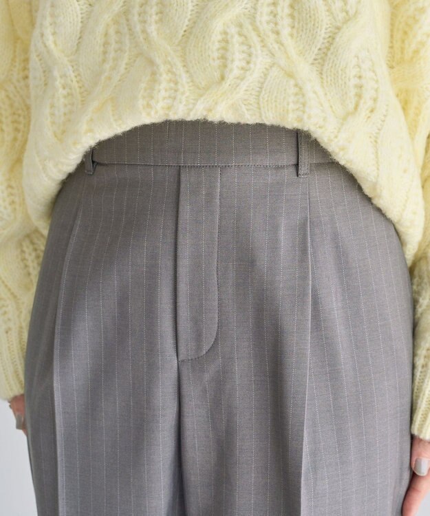 Green Parks あったか裏起毛きれいシルエットパンツ Stripe