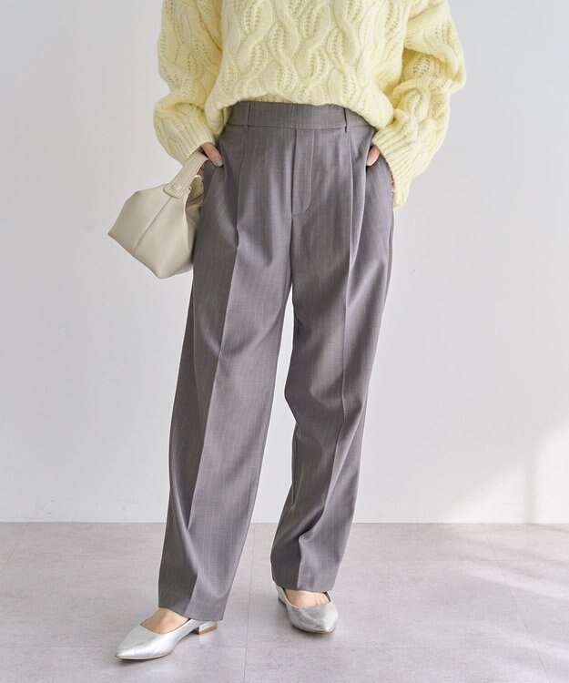 Green Parks あったか裏起毛きれいシルエットパンツ Stripe