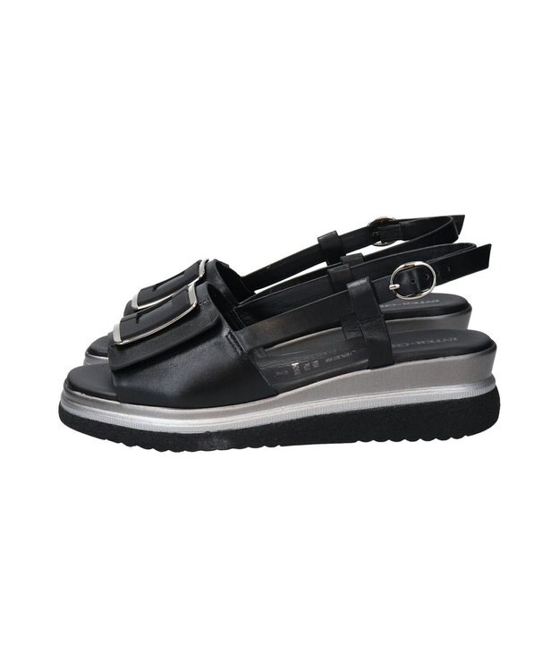 INTER-CHAUSSURES 【INTER-CHAUSSURES】バックルウエッジバックバンドサンダル ブラック
