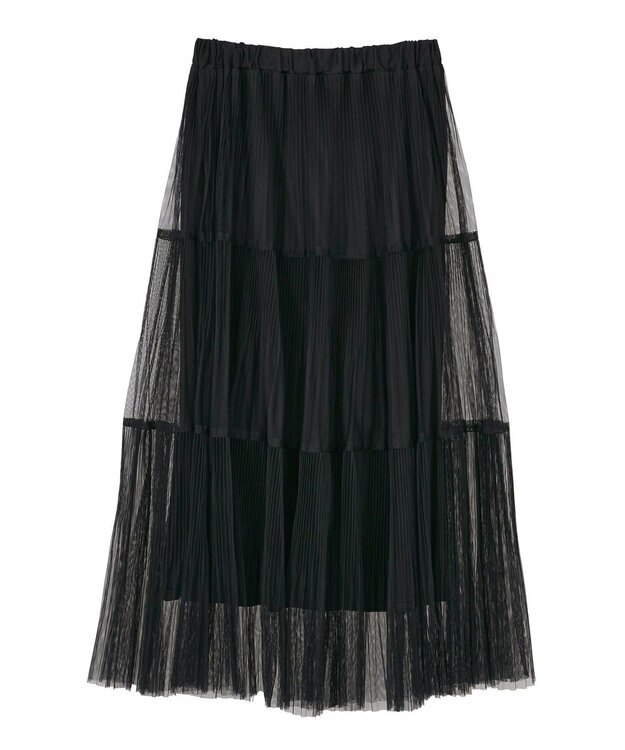 Green Parks チュールプリーツティアードスカート Black