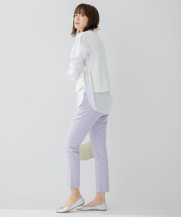 23区 【洗える】コットンストレッチリリヤーン  ニットベスト アイボリー系