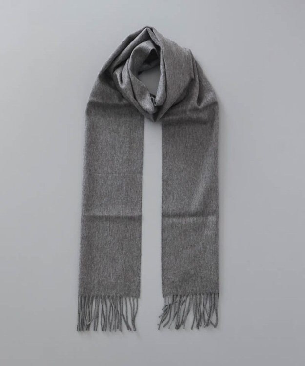 AURORA 【Johnstons of Elgin（ジョンストンズ オブ エルガン）】 カシミヤ100％起毛無地マフラー ダークグレー