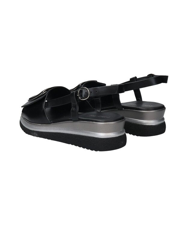 INTER-CHAUSSURES 【INTER-CHAUSSURES】バックルウエッジバックバンドサンダル ブラック