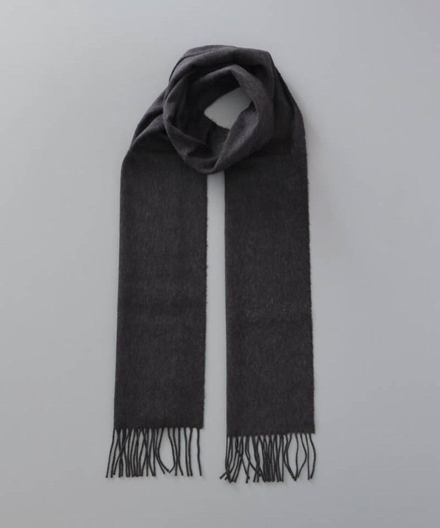 AURORA 【Johnstons of Elgin（ジョンストンズ オブ エルガン）】 カシミヤ100％起毛無地マフラー チャコールグレー