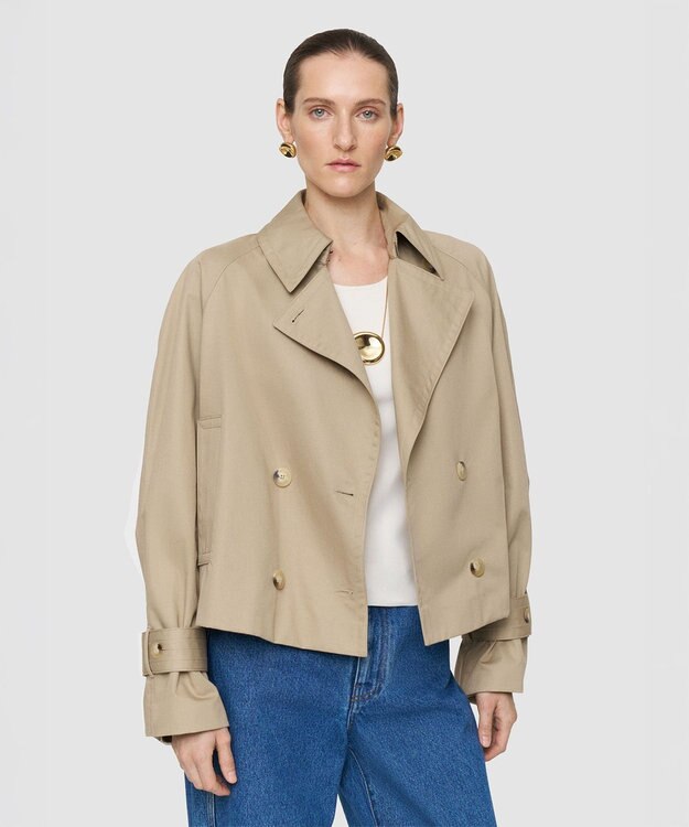 JOSEPH コットンブレンド　トレンチジャケット Dark Powder