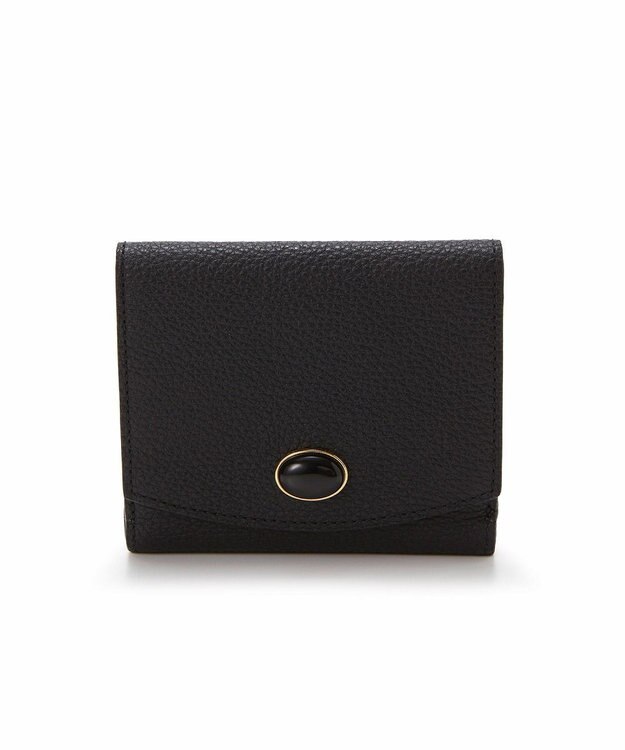 TOPKAPI 【TOPKAPI】gemdrops ジェムドロップ ミニエンボスレザー 天然石 二つ折り 財布 ブラック