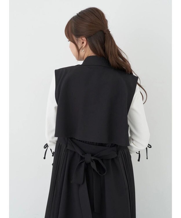 earth music&ecology サイドプリーツジレンチ Black