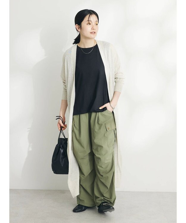 CRAFT STANDARD BOUTIQUE 裾スリットロングニットカーディガン Oatmeal