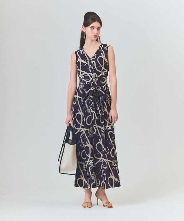 GRACE CONTINENTAL プリントオールインワン ネイビー