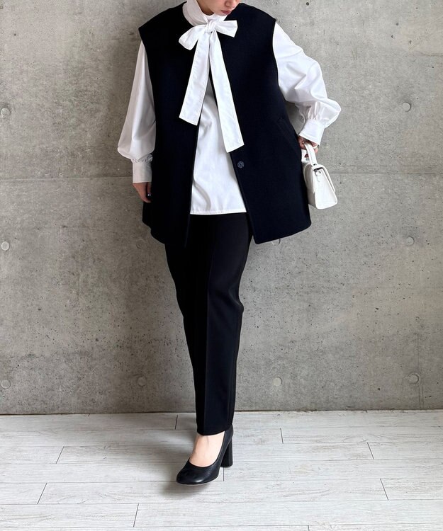 #Newans バックペプラムダブルフェイスジレ ネイビー