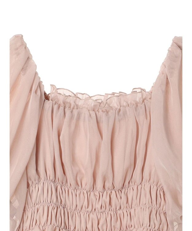 earth music&ecology パフスリーブシャーリングブラウス Pink Beige