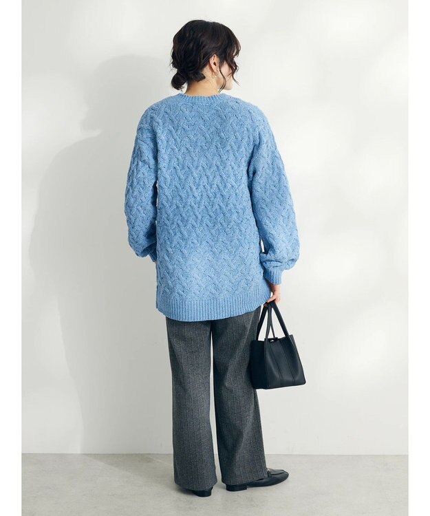 CRAFT STANDARD BOUTIQUE 洗えるモールケーブルニットチュニック Sax