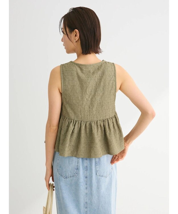 Green Parks ジャガードペプラムＺｉｐベスト Khaki