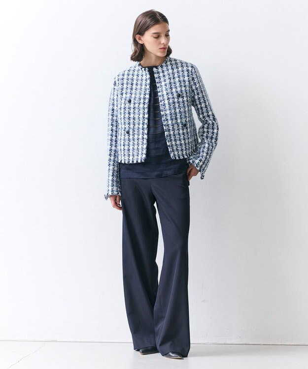 BEIGE， BERYL / ファンシーツイードノーカラージャケット Navy Mix