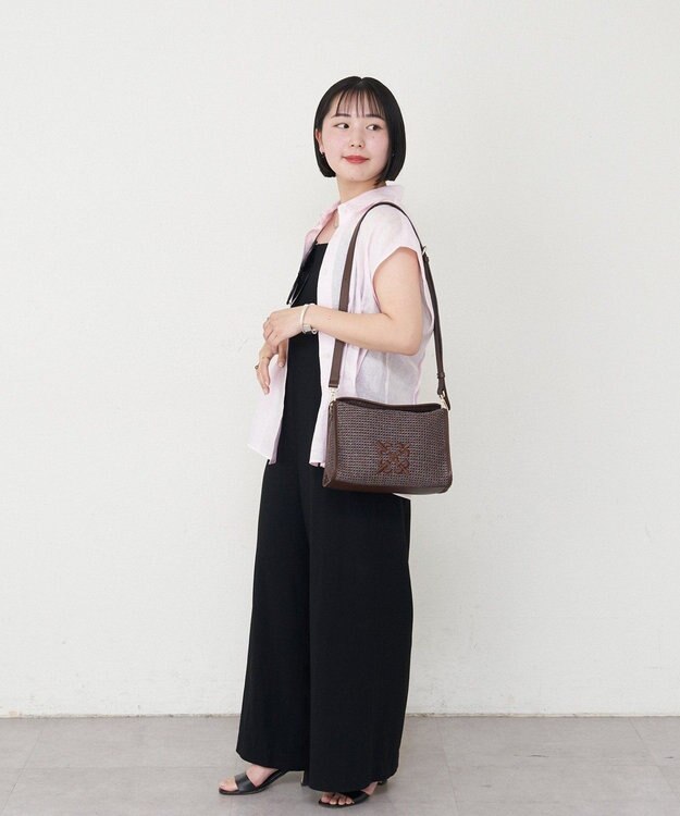 russet ナイロンラフィアショルダーバッグ(CE-1713) D.Brown