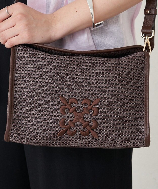 russet ナイロンラフィアショルダーバッグ(CE-1713) D.Brown