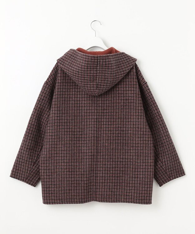 自由区 【リバーシブル】ウールリバー フード付きショートコート レッド系