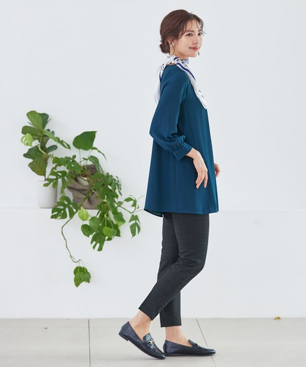 Tiaclasse 【安田美沙子さん着用・洗える】T/R両面起毛ストレッチパンツ グレーチェック