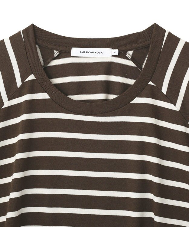 AMERICAN HOLIC フレアラグランボーダーロンＴ Brown