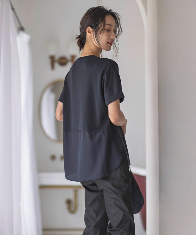 J.PRESS LADIES L 【洗える・抗菌防臭】FABRIC COMBI ニット ネイビー系