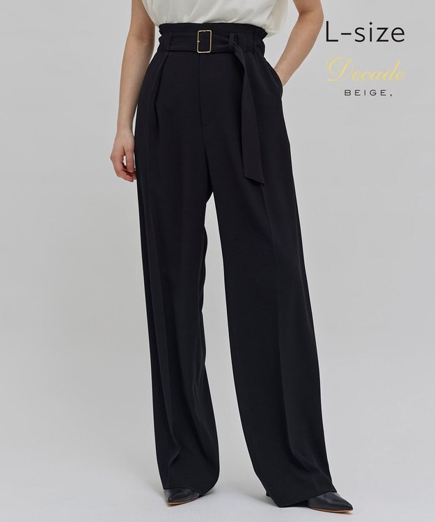 BEIGE， 【洗える・L-size】CINDY / ワイドタックパンツ Black