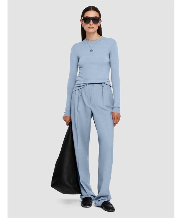 JOSEPH 【洗える】キャッシュエアー　ラウンドネックニット Faded Sky