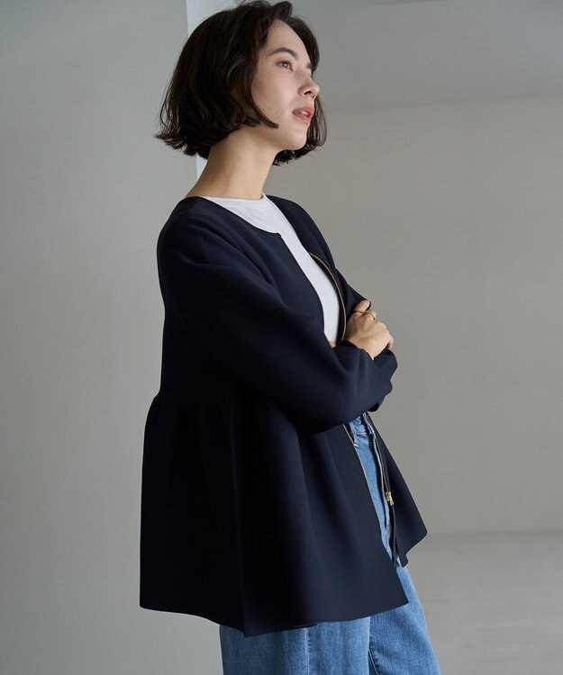 UNFILO 【VERY×UNFILOコラボ】2WAY ペプラムカーディガン ネイビー