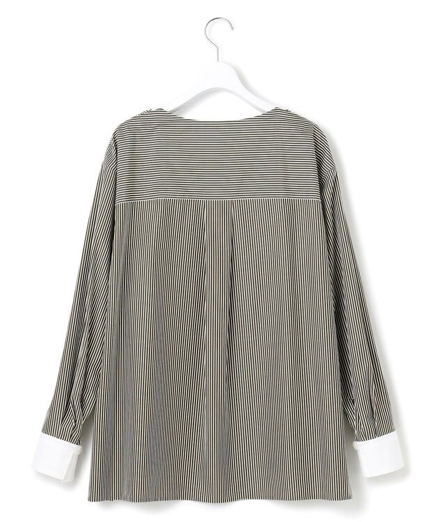 23区 S CANCLINI ブザム デザイン ブラウス カーキストライプ