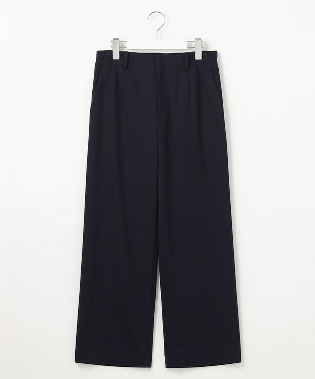 J.PRESS LADIES S 【セットアップ対応・洗える・抗菌防臭】T/Cポンチ セミワイド パンツ ネイビー系