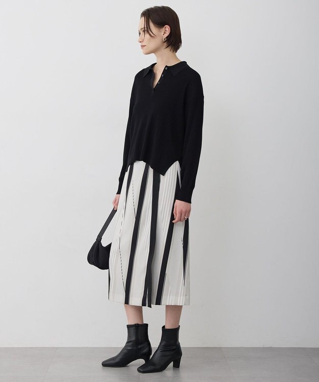 ICB 【先行予約】ランダムストライププリント ストレートスカート トープ×オフホワイト×ブラック