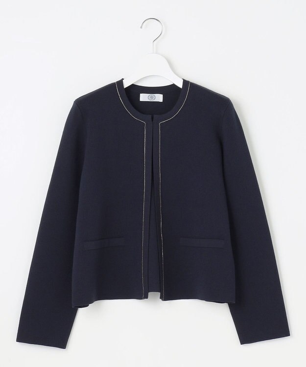 J.PRESS LADIES 【洗える】DECOR ニット ジャケット ネイビー系