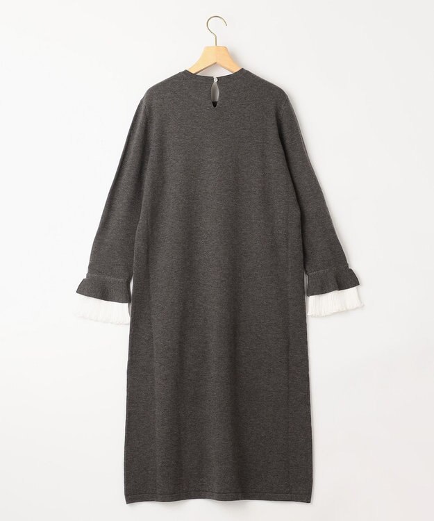 組曲 袖フリルニット ワンピース グレー系