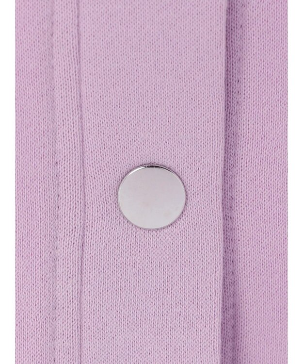 Green Parks 裏起毛ミディ丈ドットボタンカーディガン Purple