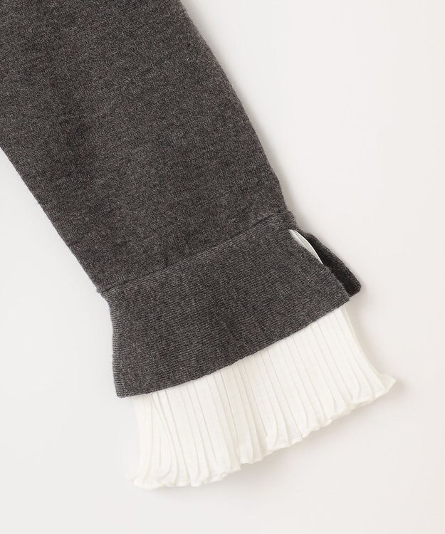 組曲 S 袖フリルニット ワンピース グレー系