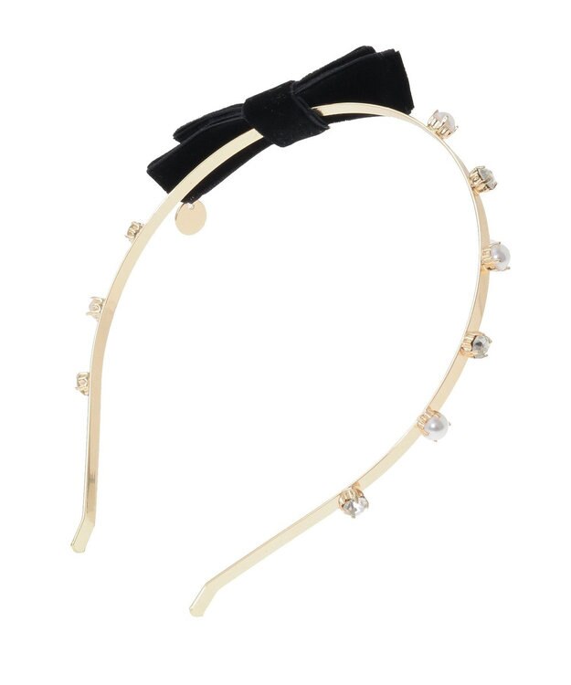 Maison de FLEUR ベロアビジューカチューシャ Black