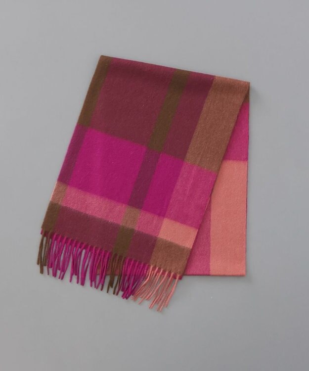 AURORA 【 LANVIN en Bleu （ランバン オン ブルー）】カシミヤチェックマフラー フューシャピンク