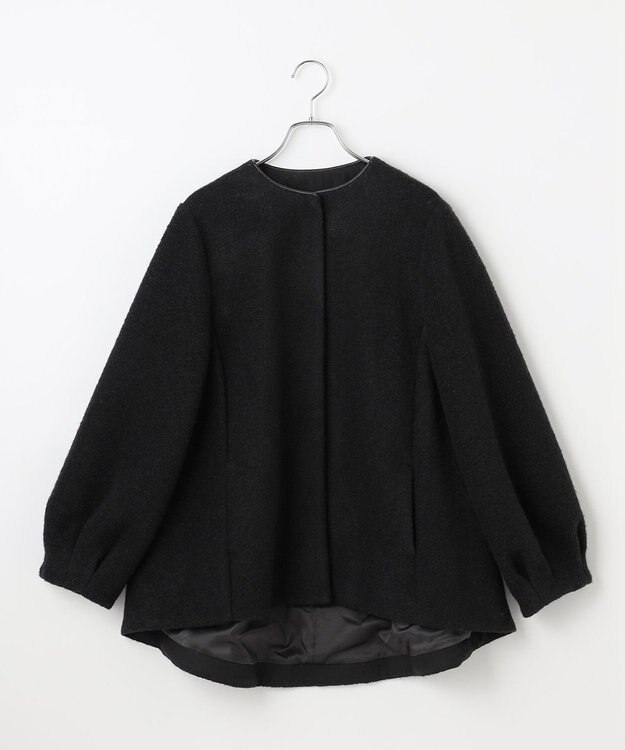 #Newans 【洗濯機可能】バックフレアショートコート ブラック