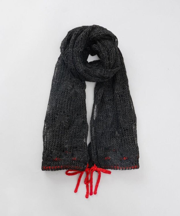 AURORA 【 ANNA SUI（アナ スイ）】リボン付きセミストール(WASH) ブラック