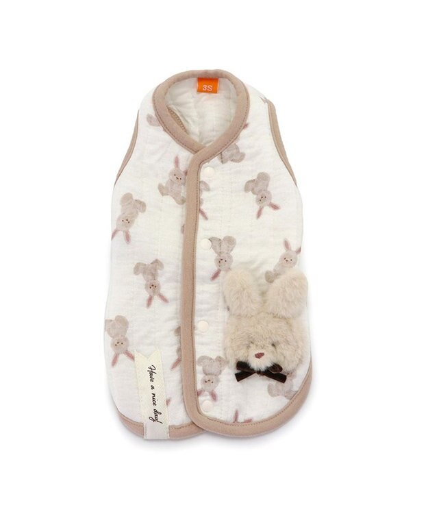 PET PARADISE ペットパラダイス  ふわりとキルトベスト うさぎ柄 小型犬 白~オフホワイト